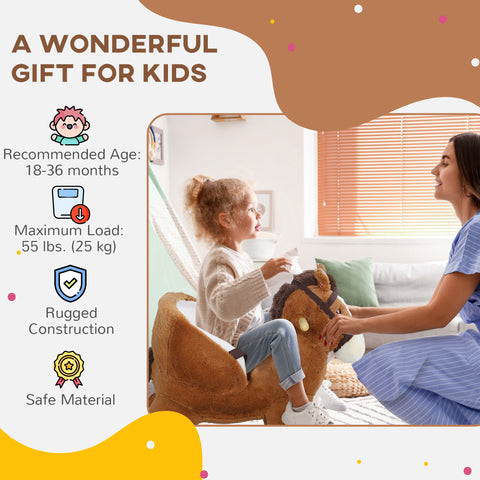 Plush Ride-On Rocking Horse with Sound and Safety Belt