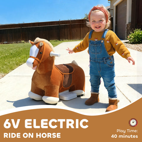 6V Battery Powered Ride on Plush Horse Toy