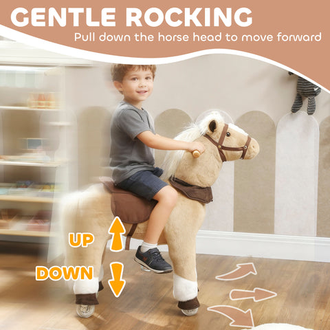 Plush Walking Ride-On Pony Horse with Wheels