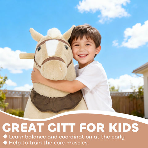 Plush Walking Ride-On Pony Horse with Wheels