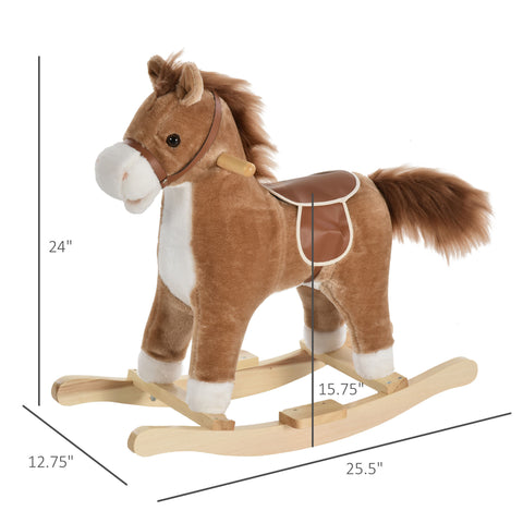 Plush Rocking Horse with Realistic Sounds and Moving Tail