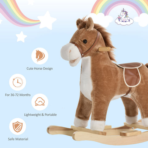 Plush Rocking Horse with Realistic Sounds and Moving Tail