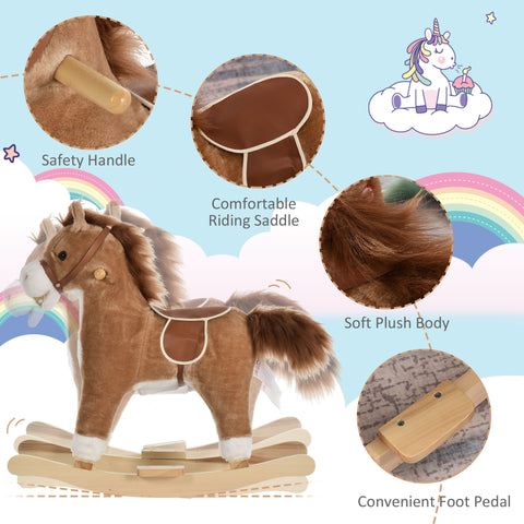 Plush Rocking Horse with Realistic Sounds and Moving Tail