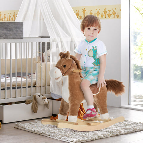 Plush Rocking Horse with Realistic Sounds and Moving Tail