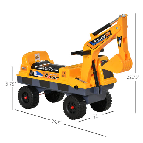2-in-1 Kids Ride-On Excavator Digger with Helmet and Storage