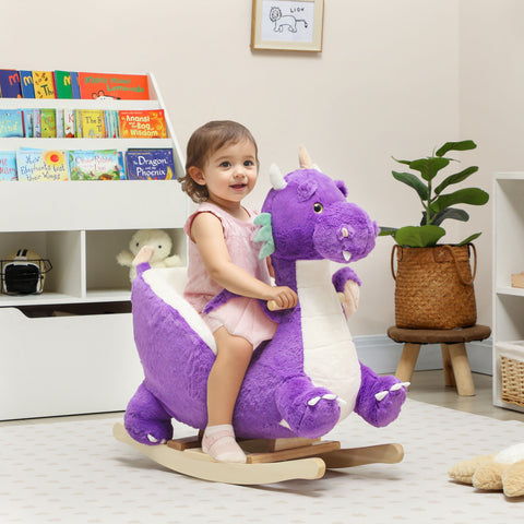 Kids Plush Dragon Rocking Horse with Sounds and Safety Belt