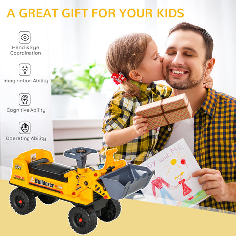 Kids Bulldozer Ride-On Toy with Controllable Digging Bucket