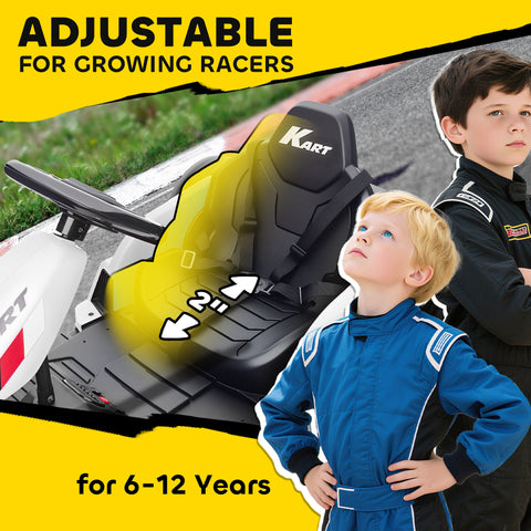 24V Electric Go Kart with Dual 150W Motors, Adjustable Seat & 11.2MPH High Speed