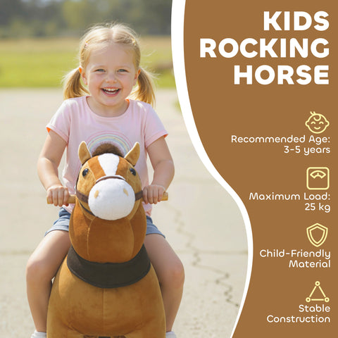 Plush Walking Ride-On Pony Toy with Wheels for Ages 3-5