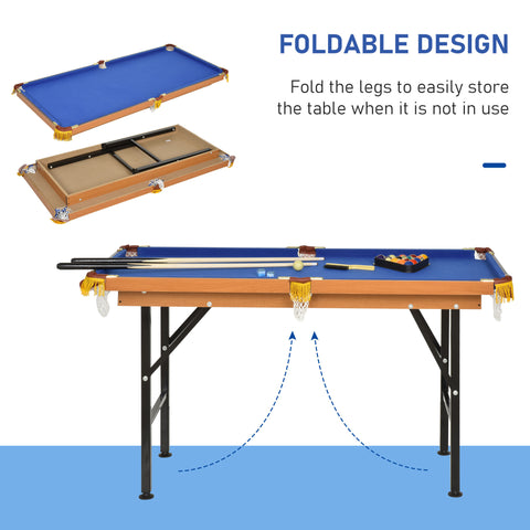 55-Inch Portable Folding Billiards Table With Cues Balls and Rack