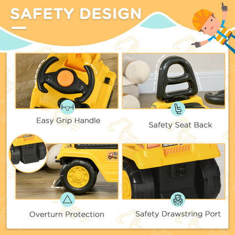 2-in-1 Kids Ride-On Excavator Digger and Pull Cart