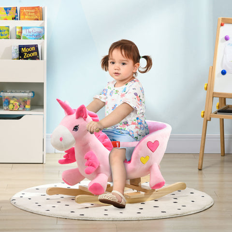 Baby Ride-On Unicorn Rocking Horse with 32 Songs and Seatbelt