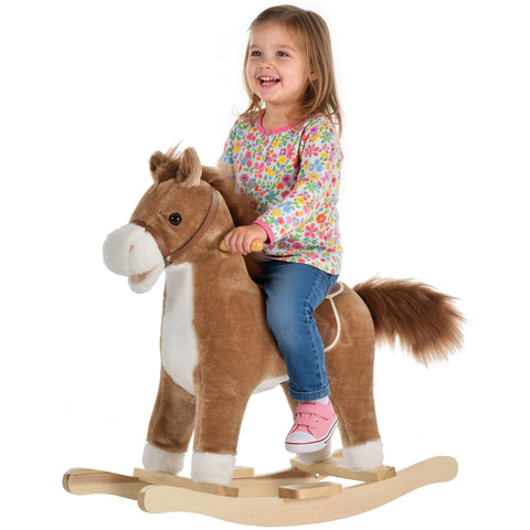 Plush Rocking Horse with Realistic Sounds and Moving Tail