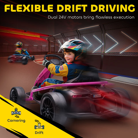 24V Electric Drift Ride-On Go Kart with 2 Speeds