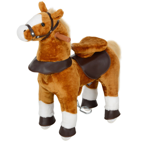 Kids Ride-On Walking Horse Toy with Wheels & Neighing Sounds