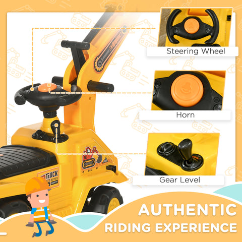 2-in-1 Kids Ride-On Excavator Digger and Pull Cart