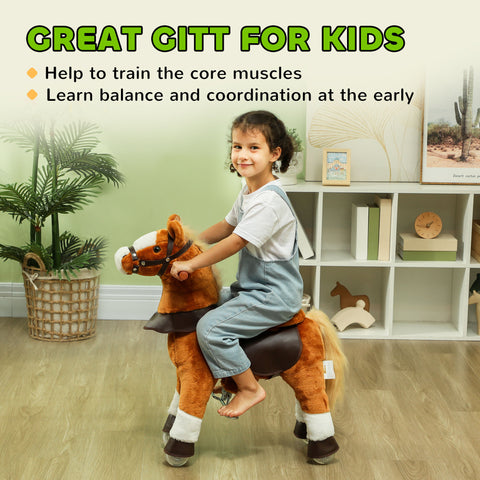 Kids Ride-On Walking Horse Toy with Wheels & Neighing Sounds
