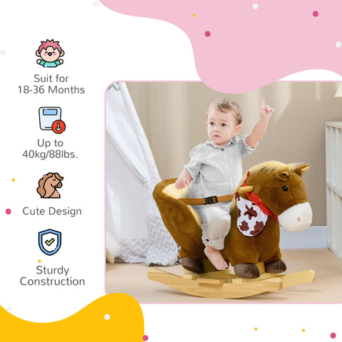 Baby Plush Animal Rocking Horse with Sound and Pedals
