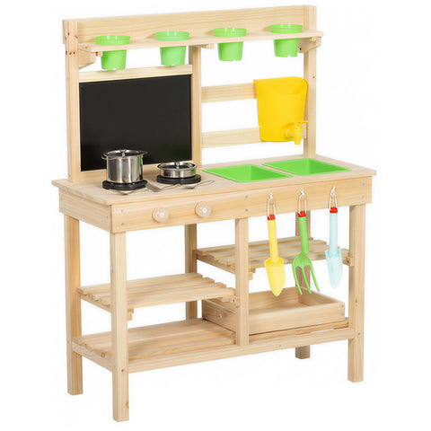 Kids Mud Kitchen Outdoor Wooden Play Kitchen Set