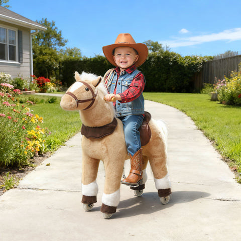 Plush Walking Ride-On Pony Horse with Wheels
