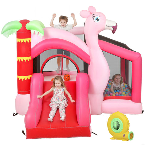 Inflatable Bounce House with Ball Pit and Basketball Hoop
