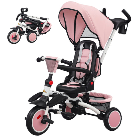 6-in-1 Foldable Toddler Tricycle with Push Handle