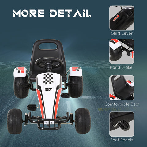 Kids Pedal Go Kart with Adjustable Seat and Handbrake