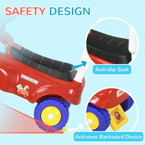 Toddler Ride-On Fire Truck with Music and Lights