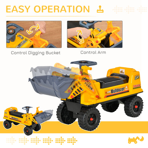 Kids Bulldozer Ride-On Toy with Controllable Digging Bucket