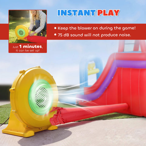 6-in-1 Inflatable Water Slide Bounce House with 480W Blower