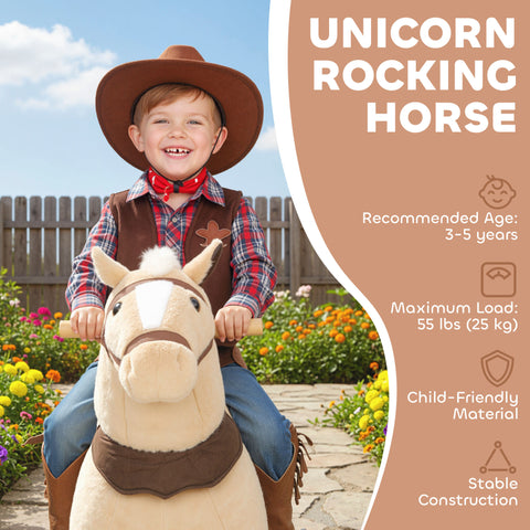 Plush Walking Ride-On Pony Horse with Wheels