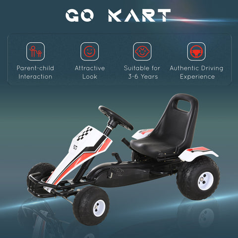 Kids Pedal Go Kart with Adjustable Seat and Handbrake