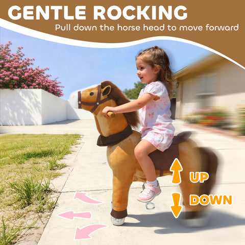 Plush Walking Ride-On Pony Toy with Wheels for Ages 3-5