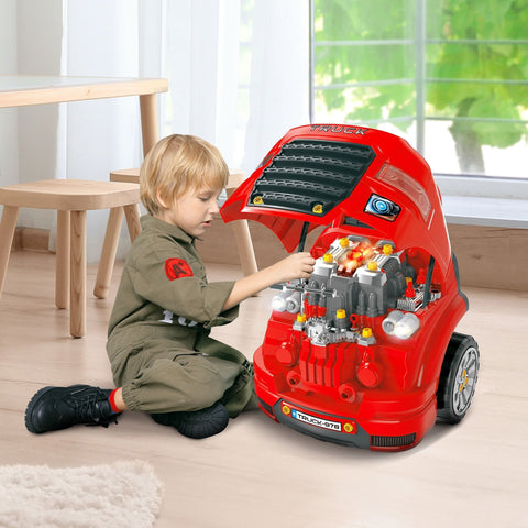 61-Piece Kids Truck Engine Mechanic Service Toy Set