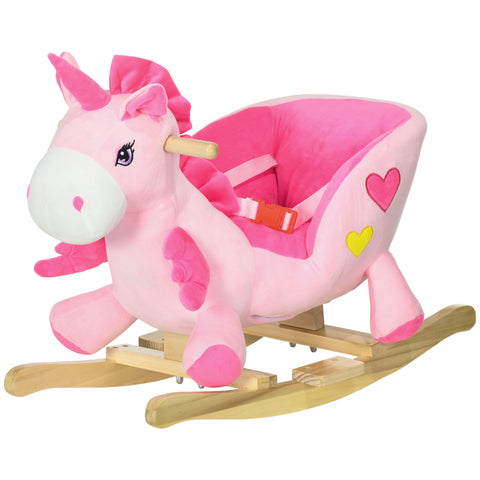 Baby Ride-On Unicorn Rocking Horse with 32 Songs and Seatbelt