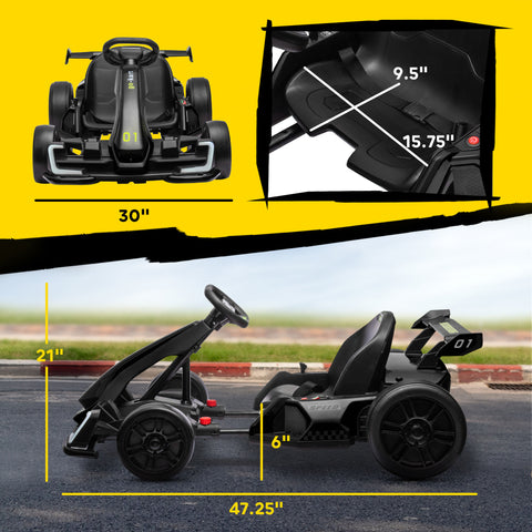 24V 7.5 MPH Electric Go-Kart with Adjustable Seat