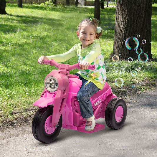 6V 3-Wheeled Electric Ride-On Motorcycle with Bubble Machine