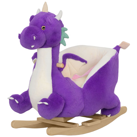 Kids Plush Dragon Rocking Horse with Sounds and Safety Belt