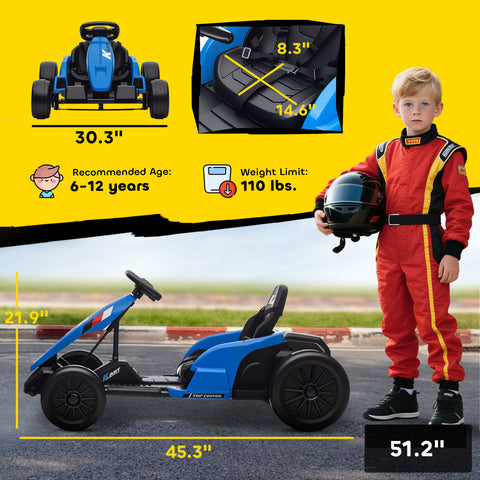 24V Electric Go Kart with Dual Motors and Adjustable Seat