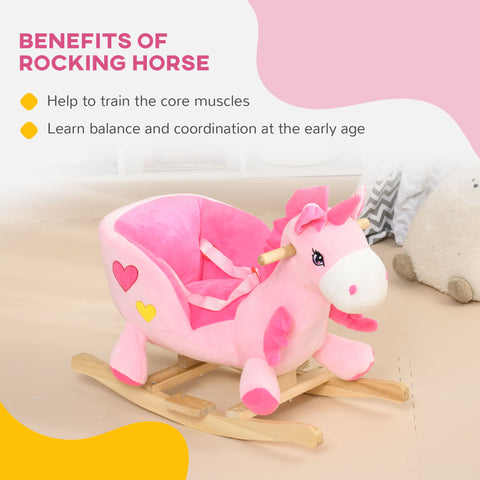 Baby Ride-On Unicorn Rocking Horse with 32 Songs and Seatbelt
