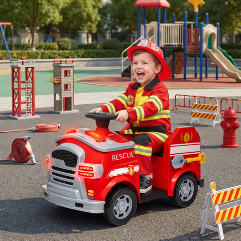 12V Kids Ride-On Fire Truck with Lights and Siren