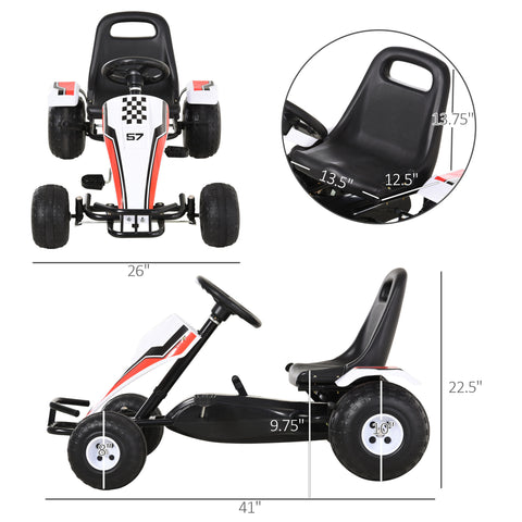 Kids Pedal Go Kart with Adjustable Seat and Handbrake