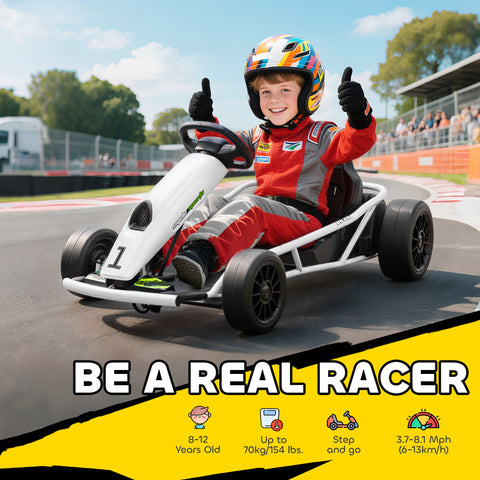 24V Electric Drift Ride-On Racing Go Kart with 2 Speeds