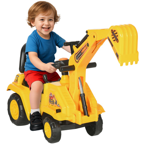 2-in-1 Kids Ride-On Excavator Digger and Pull Cart