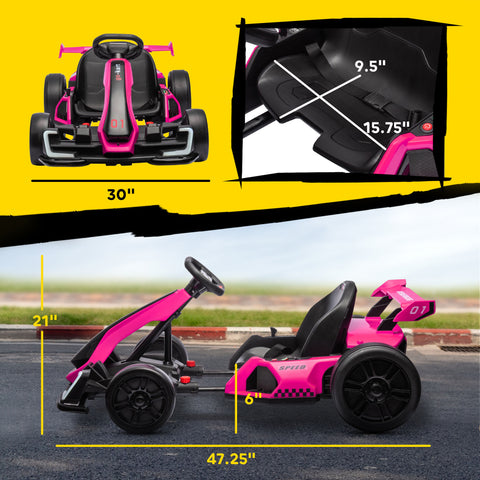 24V 7.5 MPH Electric Go Kart with Adjustable Seat