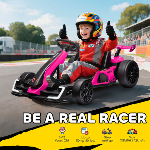 24V 7.5 MPH Electric Go Kart with Adjustable Seat