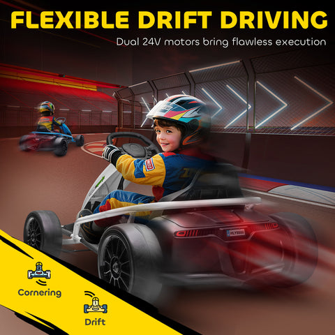 24V Electric Drift Ride-On Racing Go Kart with 2 Speeds