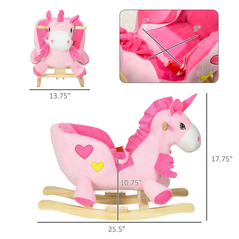 Baby Ride-On Unicorn Rocking Horse with 32 Songs and Seatbelt