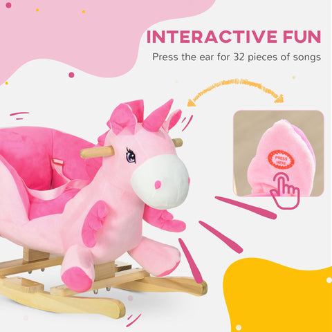 Baby Ride-On Unicorn Rocking Horse with 32 Songs and Seatbelt