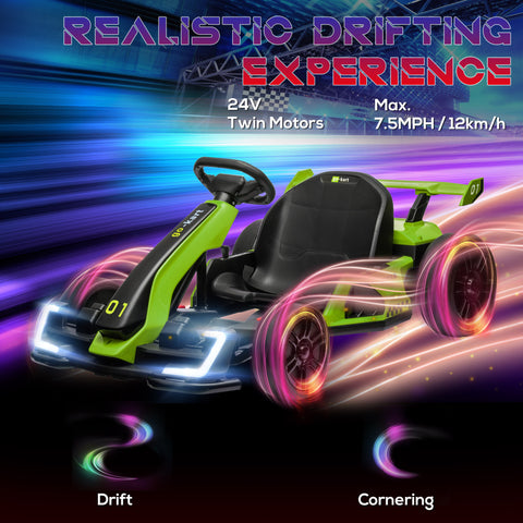 24V 7.5 MPH Electric Go Kart with Adjustable Seat